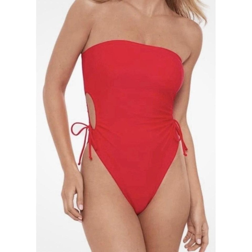 Sports Illustrated Red One-Piece Swimsuit Size Small NWT strapless cut outs